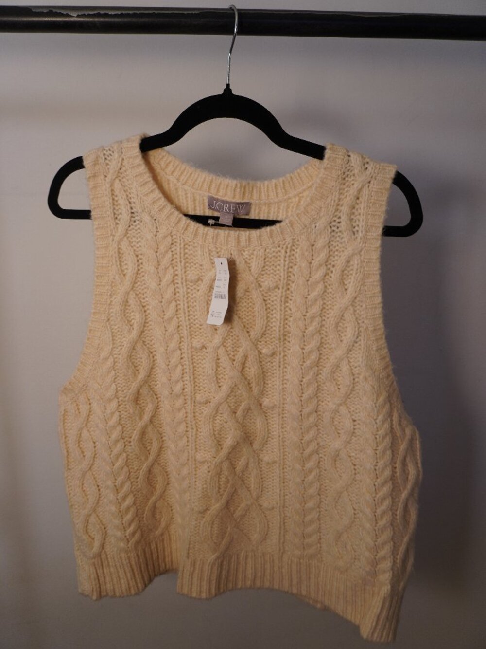 J.Crew Cream Cable Knit Sweater Vest XL NWT